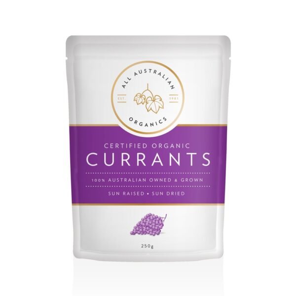 Currants Sundried 250g bag Certified Organic